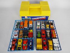 Matchbox - A vintage Collectors Carry Case with 2 trays containing 24 x mostly Matchbox vehicles