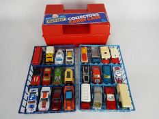Matchbox - A vintage Collectors Carry Case with 2 trays containing 24 x mostly Matchbox vehicles