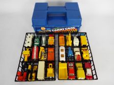 Matchbox - A vintage Collectors Carry Case with 2 trays containing 24 x mostly Matchbox vehicles