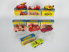 Matchbox - Superfast - A collection of 7 x boxed cars including # 8 Wild Cat Mustang Dragster,