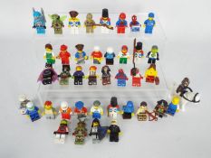 Lego - A group of 40 x Lego figures including Captain Jack Sparrow and Spiderman.