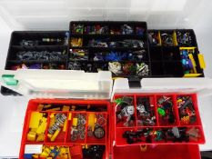 Lego - 5 x Hobby Cases of mostly loose Lego pieces in various shapes sizes and colours.