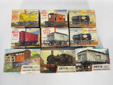 Nine OO gauge plastic model kits by Airfix to include Cattle Wagon, 0-4-0 Saddle Tank,