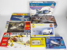 Airfix, Italeri Lindberg, Minicraft, Other - Eight boxed plastic model kits in various scales.