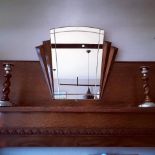 ART DECO OAK FIRE SURROUND WITH FAN MIRROR