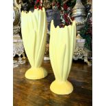 2 X 1930s SYLVAC HYACINTH VASES YELLOW 23 & 18CM