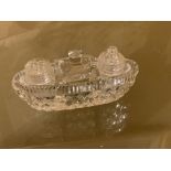 ART DECO CUT GLASS BOAT SHAPED CRUET