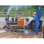 OIL PAINTING - 'THE APPRENTICE ENGINEER' ( ECCLESALL WOOD MINIATURE RAILWAY - SHEFFIELD BY R BEDDOW