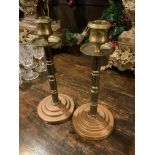 PAIR OF LATE 19TH/EARLY 20TH CENTURY COPPER & BRASS CANDLESTICKS