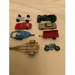 MIXED LOT VINTAGE TOY MOTORBIKE BOAT TRAILERS CARS