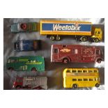 TOYS - CORGI & DINKY TRUCKS, CARS & BUS MIXED LOT