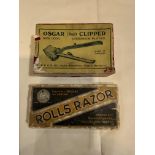 MIXED LOT OF VINTAGE OSGAR CLIPPERS & ROLLS RAZOR