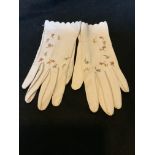 EDWARDIAN LADIES EMBROIDERED KID LEATHER GLOVES