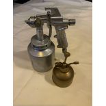 VINTAGE PAINT SPRAY GUN AND OIL CAN/DISPENSER