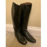 EQUESTRIAN - HAND MADE BLACK LEATHER RIDING BOOTS SIZE 8-9