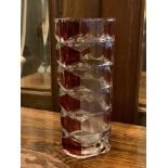 FRENCH MID CENTURY CRANBERRY & CLEAR CASED GLASS VASE