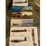 10 X TRANSPORT POST CARDS AND COLLECTORS CARDS TRAINS, PLANES,BOATS