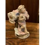 19TH CENTURY CONTINENTAL PORCELAIN ANGEL FIGURE 9.5CM