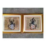PAIR OF HERALDIC CRESTS ON PARCHMENT ( MOSSE & FAUX )