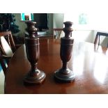 PAIR OF EDWARDIAN WOODEN CANDLESTICKS