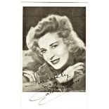 AUTOGRAPHS - CAROLE CARR ACCTRESS/SINGER HAND SIGNED POST CARD