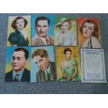 SET OF 8 SHERMAN POOLS FILM STAR CARDS X 8