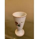HEAVY 19TH CENTURY GLAZED STONEWARE GOBLET WITH TRANSFER PRINTED ROSES