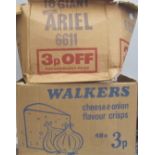 COLLECTABLES - VINTAGE 1970'S WALKERS CRISP BOX + ARIEL WASHING POWDER