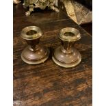 PAIR OF 19TH CENTURY COPPER & BRASS DWARF CANDLESTICKS