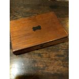 19th CENTURY MAHOGANY WRITING BOX & ORIGINAL INK WELL