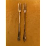 2 X SILVER PLATED PICKLE FORKS