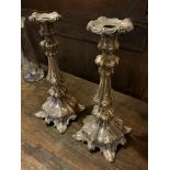 PAIR OF 19TH CENTURY CONTINENTAL SILVER CANDLESTICKS