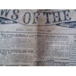 FIRST EDITION OF THE NEWS OF THE WORLD - 8 PAGES DATED 1843