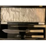 ART DECO BONE HANDLED BOXED & COMPLETE CARVING SET