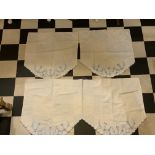 4 PIECE EMBROIDERED VINTAGE LINEN FURNITURE COVERS