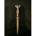 BRASS ART DECO NUDE FEMALE PAPER KNIFE