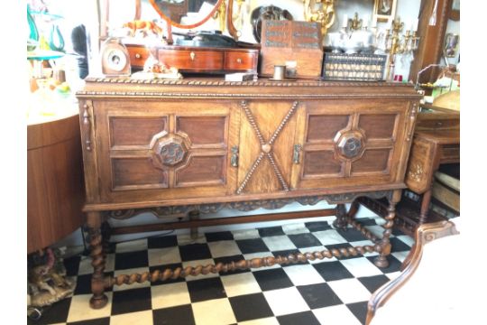 SOLID OAK ARTS & CRAFTS SIDEBOARD CIRCA 1890