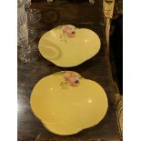 PAIR OF 1930S ROYAL WINTON PORCELAIN FUCHSIA DISHES