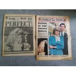 DIANA AND CHARLES WEDDING DAY NEWSPAPERS JULY 1981 x 2