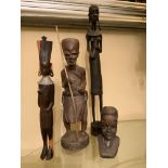 4 X EARLY-MID 20TH CENTURY AFRICAN TRIBAL ART FIGURES & BUST