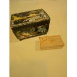 VINTAGE JAPANESE JEWELLERY BOX WITH EUROPEAN STAMP BOX
