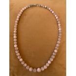 VINTAGE COSTUME JEWELLERY MARBLED OPALESCENT GLASS BEAD NECKLACE