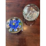 2 X 20TH CENTURY ART GLASS PAPERWEIGHTS ONE LISKARD GLASS