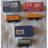 RAILWAY - HORNBY DUBLO SD6 SAXA SALT, 4660 U.G.B. SAND WAGON &D1 ESSO PETROL