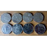 COINS - 2012 OLYMPICS 50P PIECES X 8