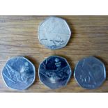 COINS - SPORTING THEMED 50P PIECES X 4