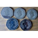 COINS - 2019 SHERLOCK HOLMES 50P PIECES X 5