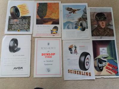 CARS - VINTAGE TYRE ADVERTS X 8