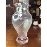 CAITHNESS CRYSTAL PINK SWIRL MID CENTURY VASE