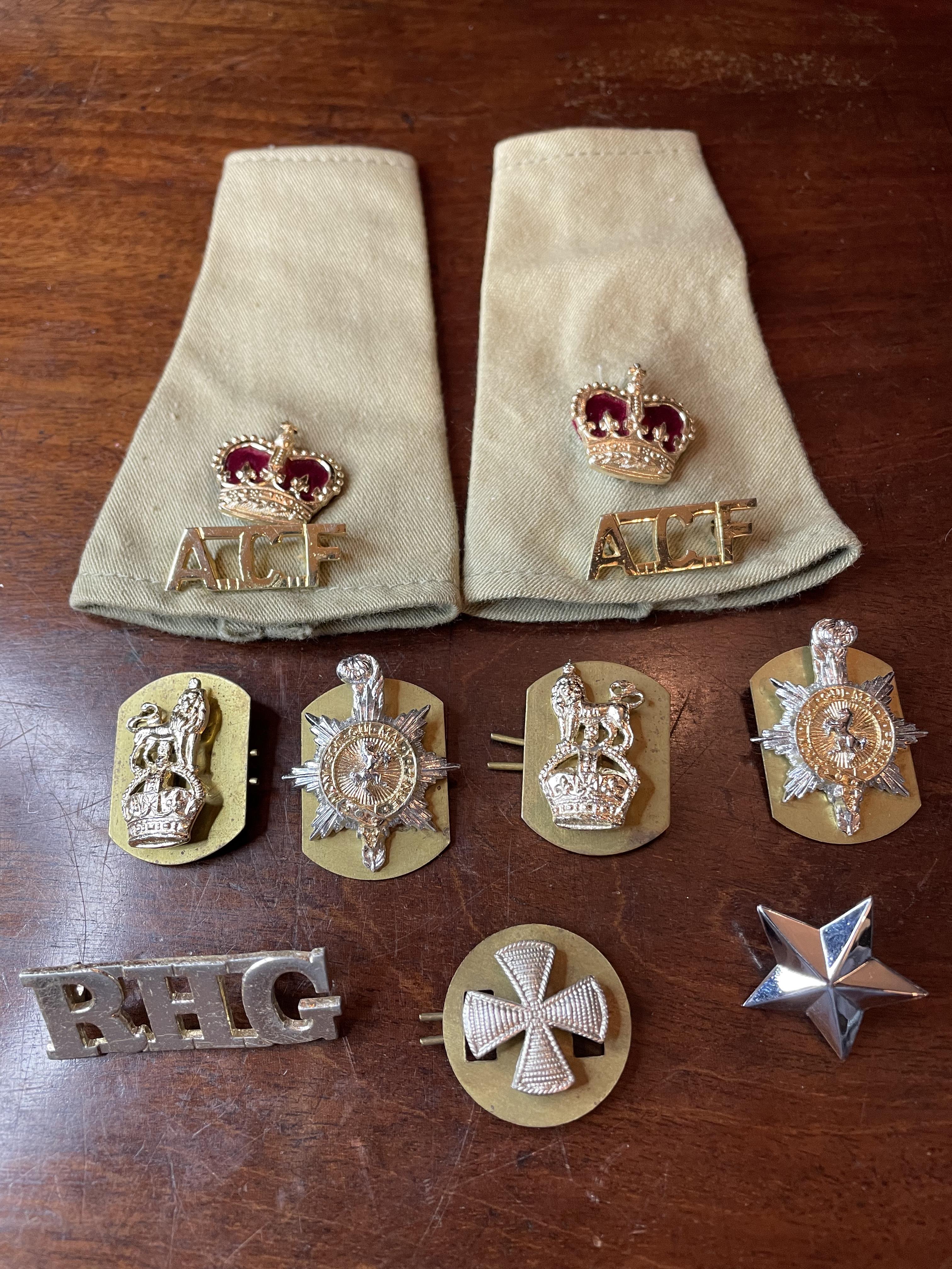 MILITARIA - 9 X MILITARY UNIFORM BADGES & EPAULETTES